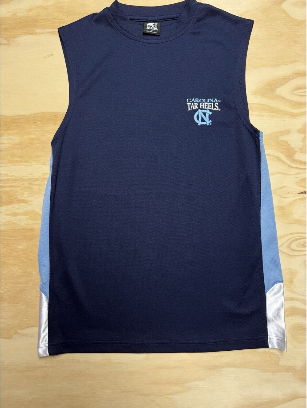 Starter North Carolina Tar Heels Sleeveless Shirt Navy Light Blue White